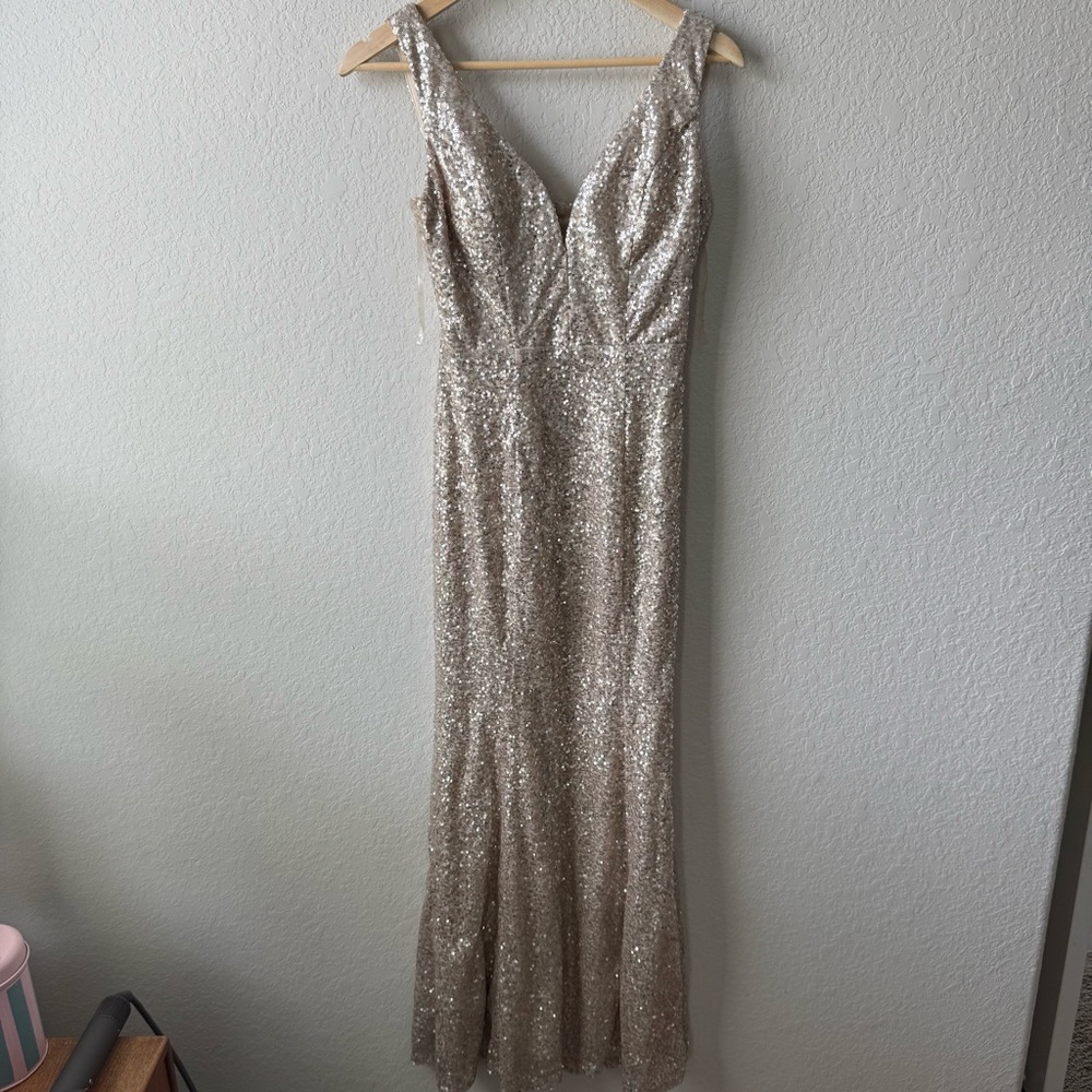 Crystal Doll Elegant Sequin Long Prom Dress